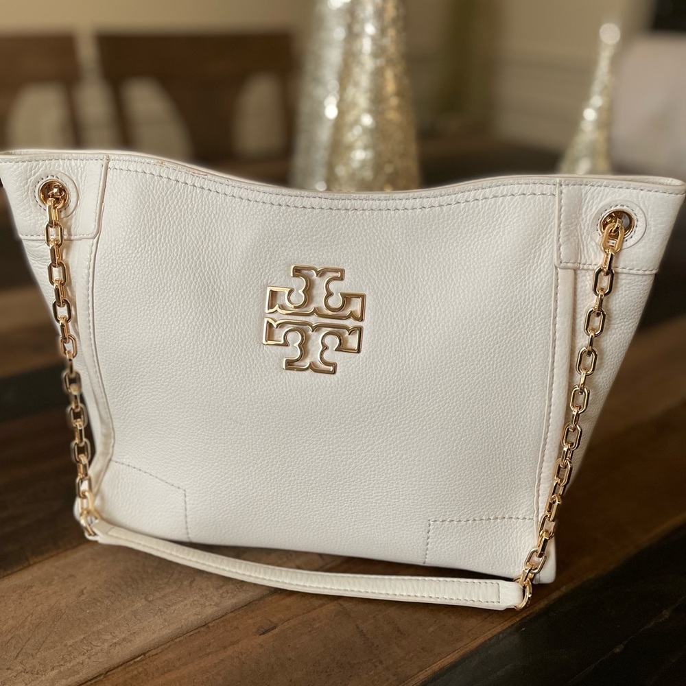 Tory Burch white leather shoulder bag